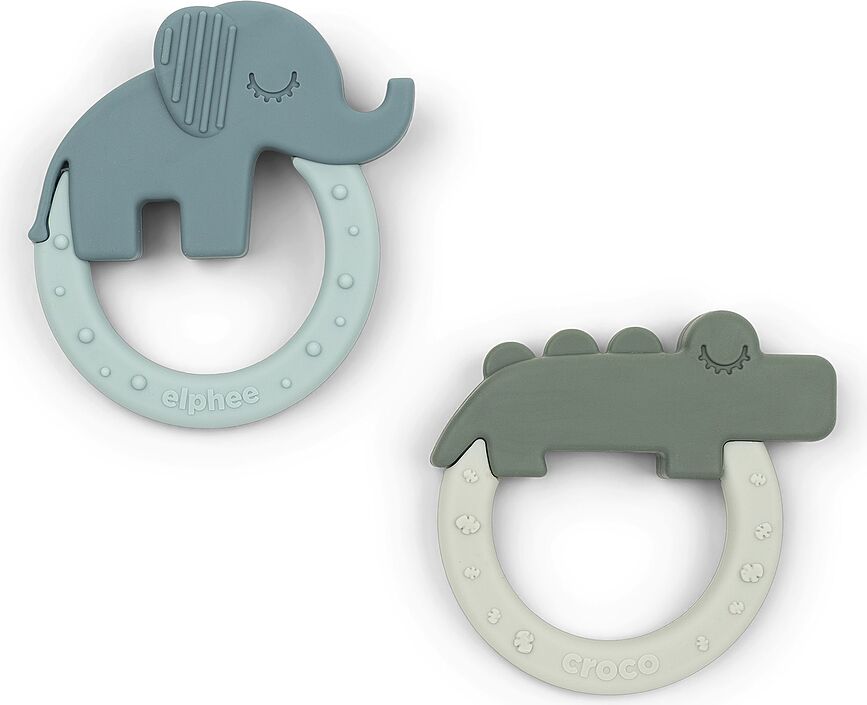 Mordedores Deer Friends Elphee & Croco, color arena y naranja, 2 unidades