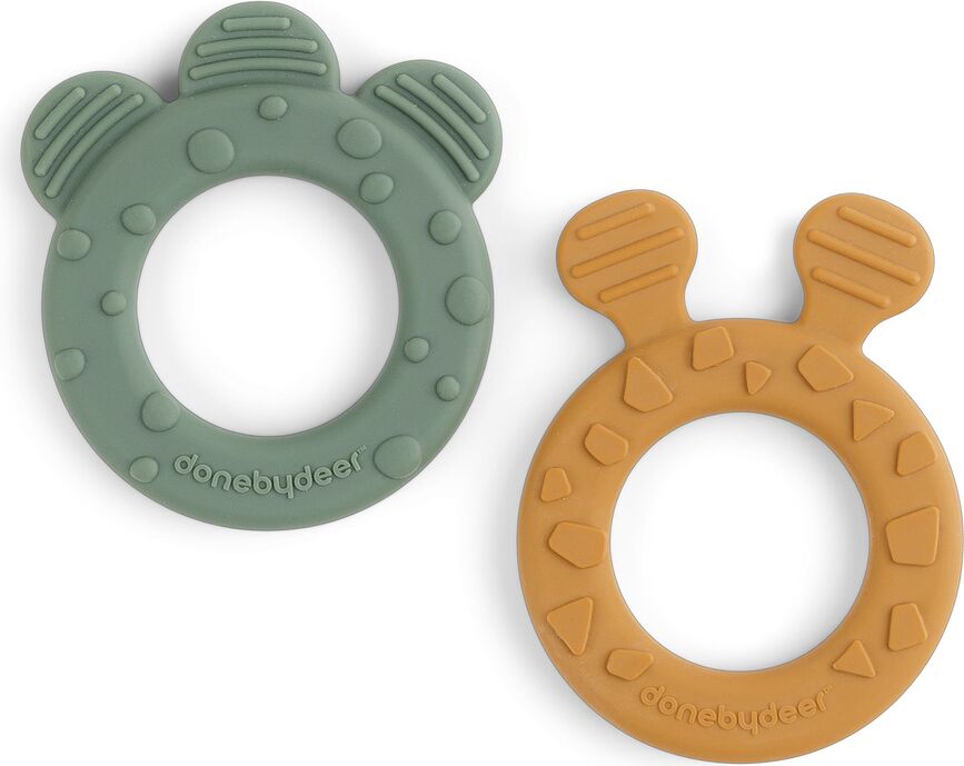 Mordedores Deer Friends, beige y coral, Pack de 2