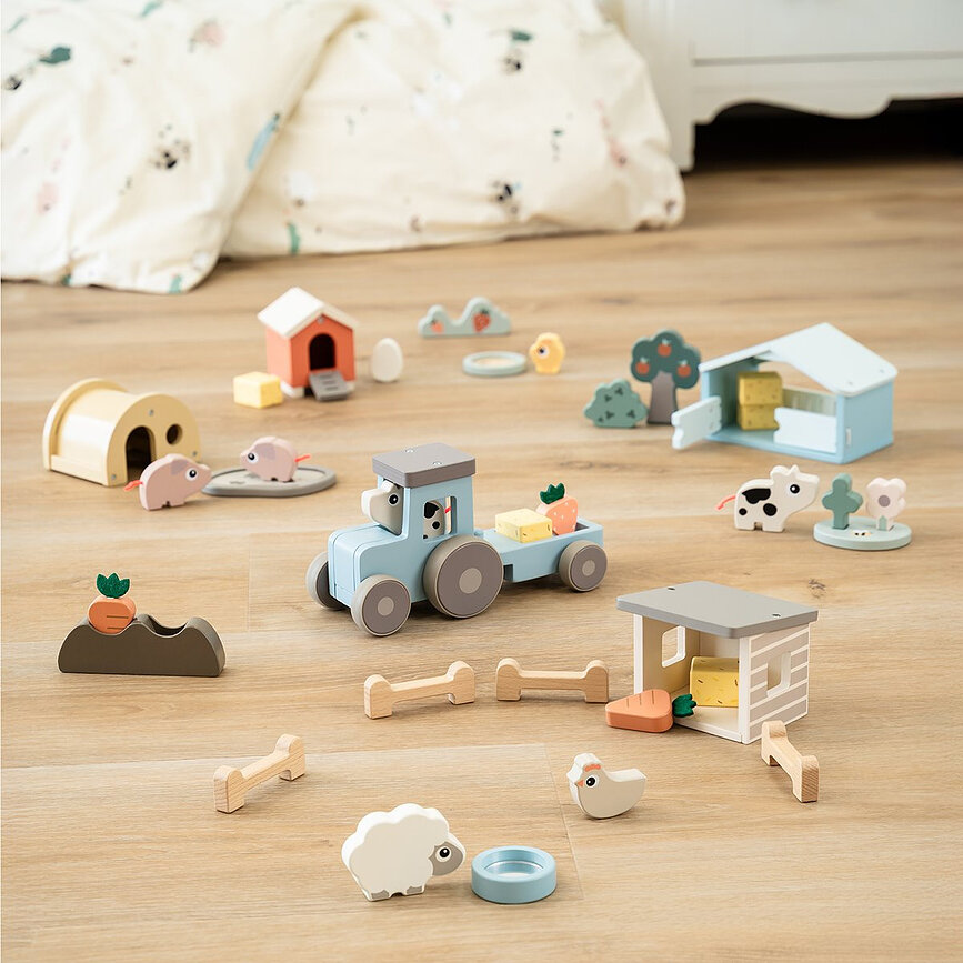Παιχνίδι τρακτέρ Tiny Farm Dotti, σετ 5 τεμαχίων