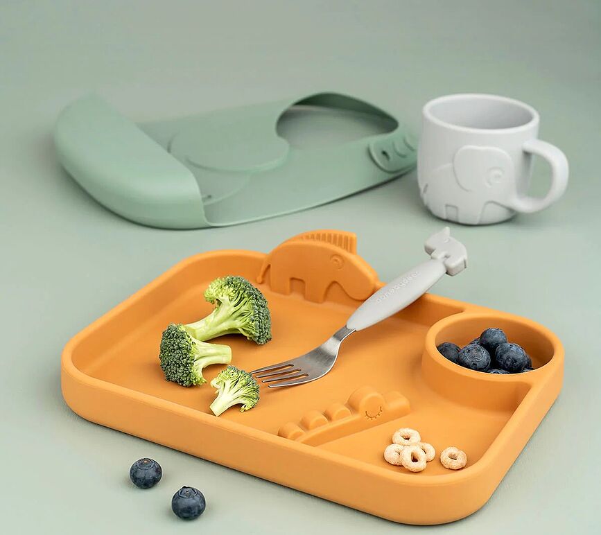 Peekaboo Assiette Compartimentée, rose, en silicone