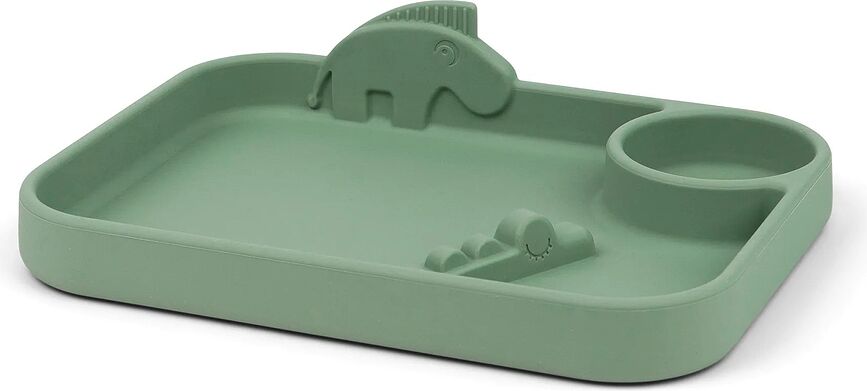 Peekaboo Assiette compartimentée, en silicone, verte