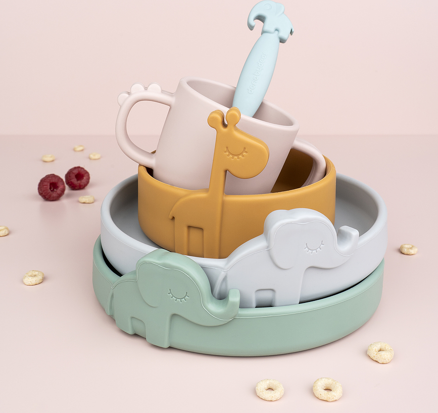 Peekaboo Assiette, en silicone, bleue