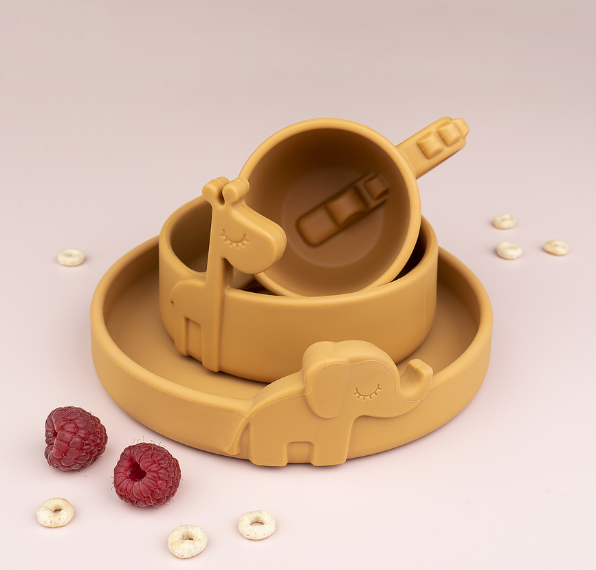 Peekaboo Assiette, en silicone, bleue