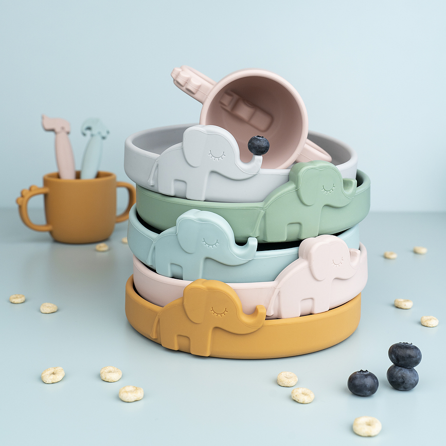 Peekaboo Assiette, en silicone, bleue