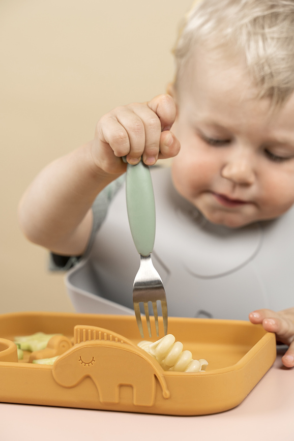 Peekaboo Elphee Bavoirs à poche, verts, en silicone, Lot de 2