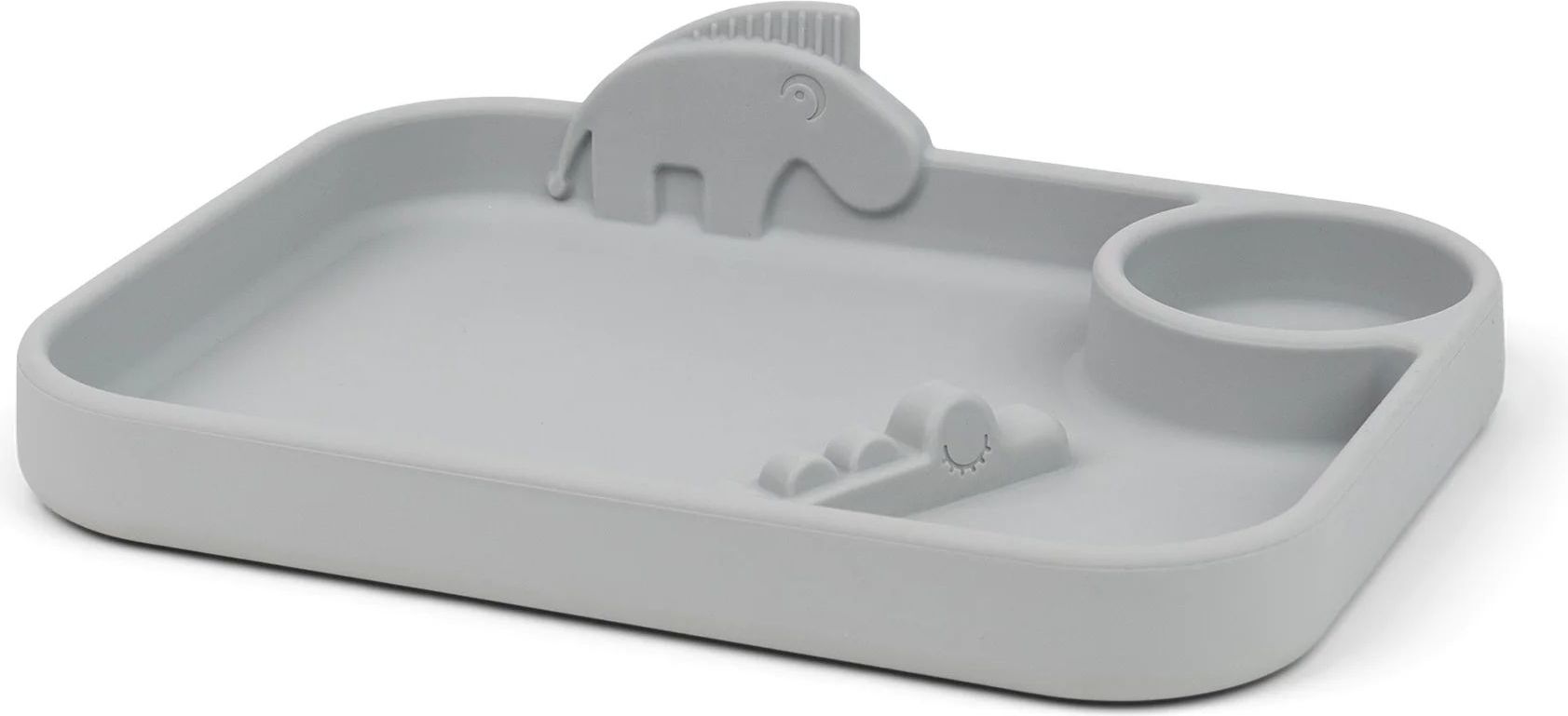 Kids plate PEEKABOO ELPHEE 16 cm, grey, silicone, Done by Deer