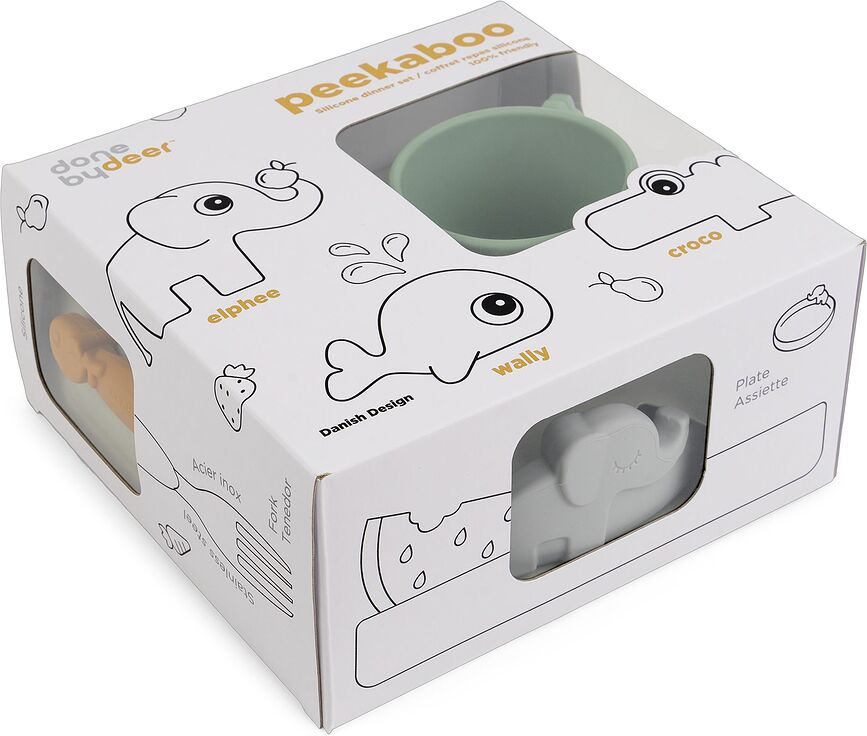 Peekaboo Set Vaisselle et Couverts pour enfant, Set 3 pièces