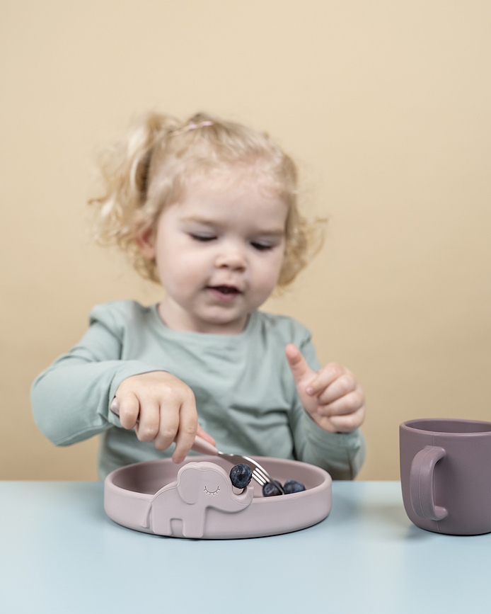 Peekaboo Dječji Set Posuđa silikonski plavi Set od 3 dijela