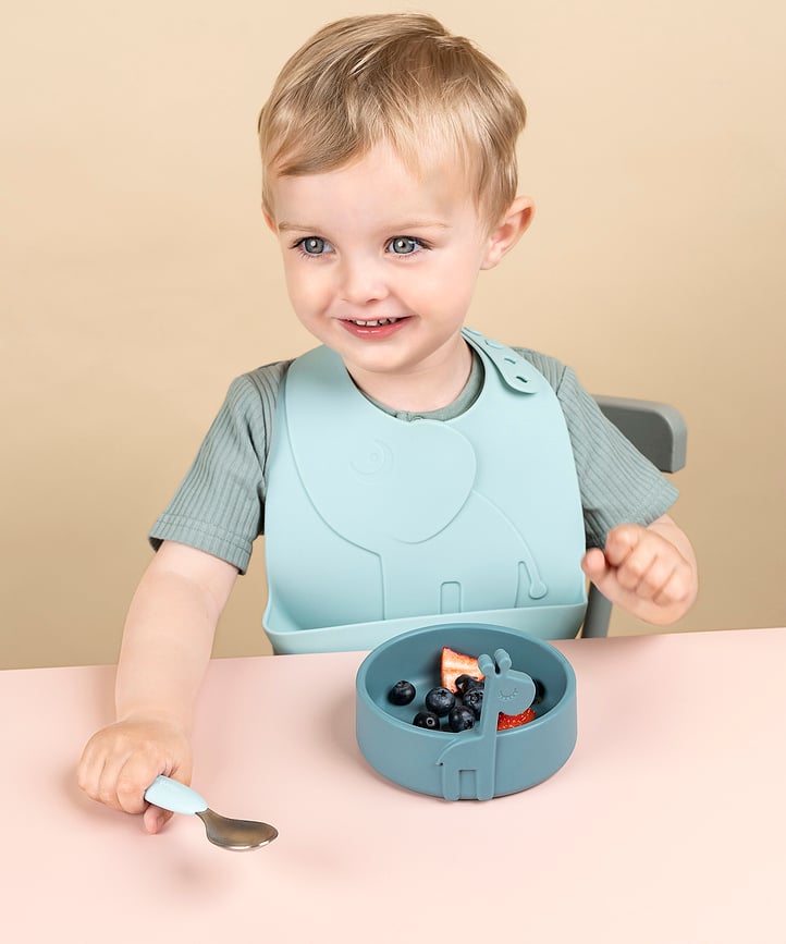 Peekaboo Set za Jelo s slinčekom s džepićem plavi Set od 3 dijela