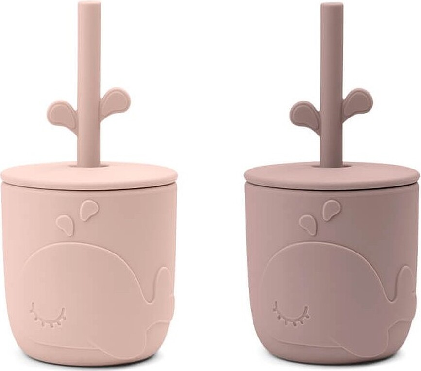 Peekaboo Wally Children's cups pink with a straw 2 pcs