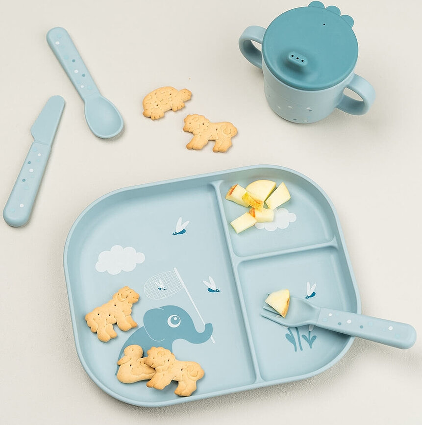 Piatto per bambini con scomparti Foodie Tiny Farm, beige