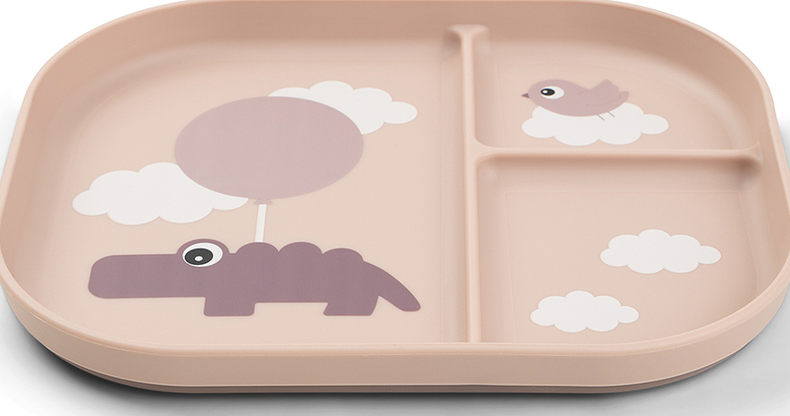 Plato con compartimentos Foodie Happy Clouds, rosa