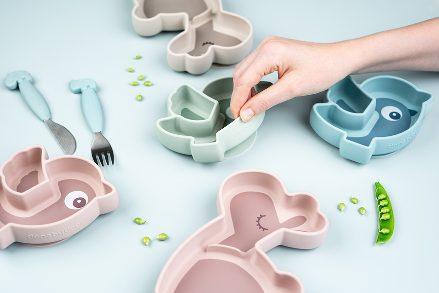 Plato con ventosa Birdee, verde