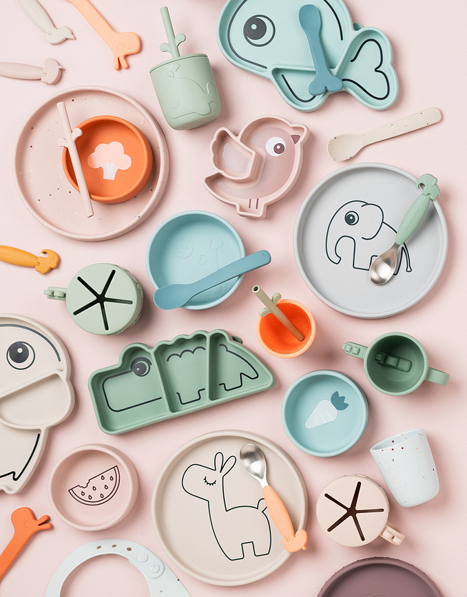 Plato con ventosa Birdee, verde