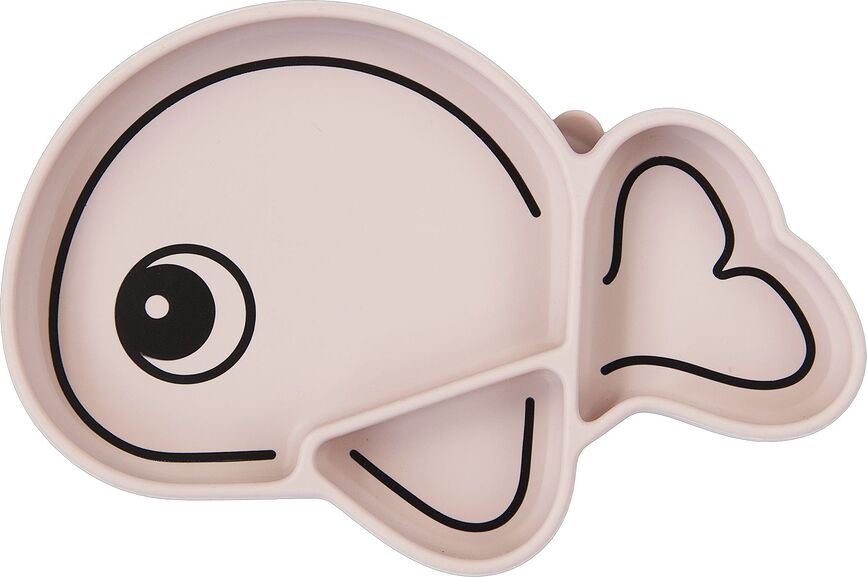 Plato de silicona con ventosa Sea Wally, diseño ballena, rosa