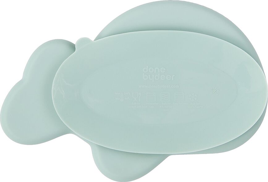 Plato de silicona con ventosa Sea Wally, diseño de ballena, azul