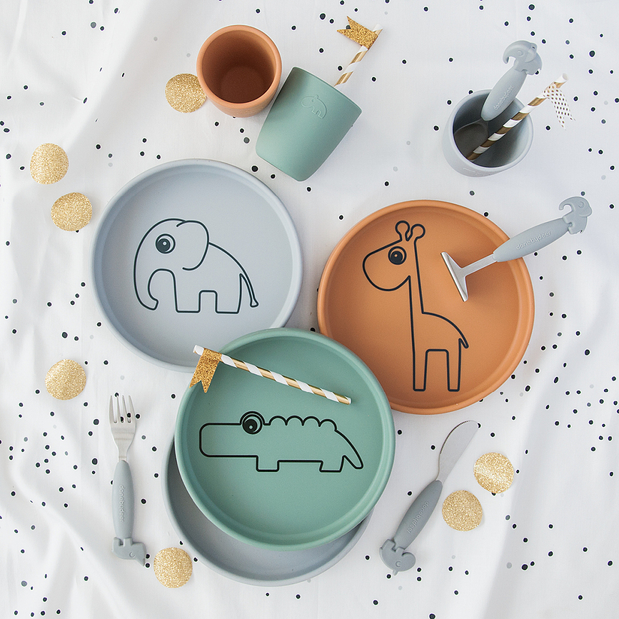 Plato de silicona Deer Friends Lalee, diseño de llama