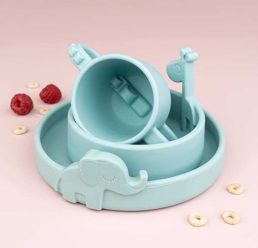 Plato de silicona Peekaboo, azul