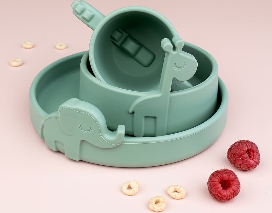 Plato de silicona Peekaboo, azul