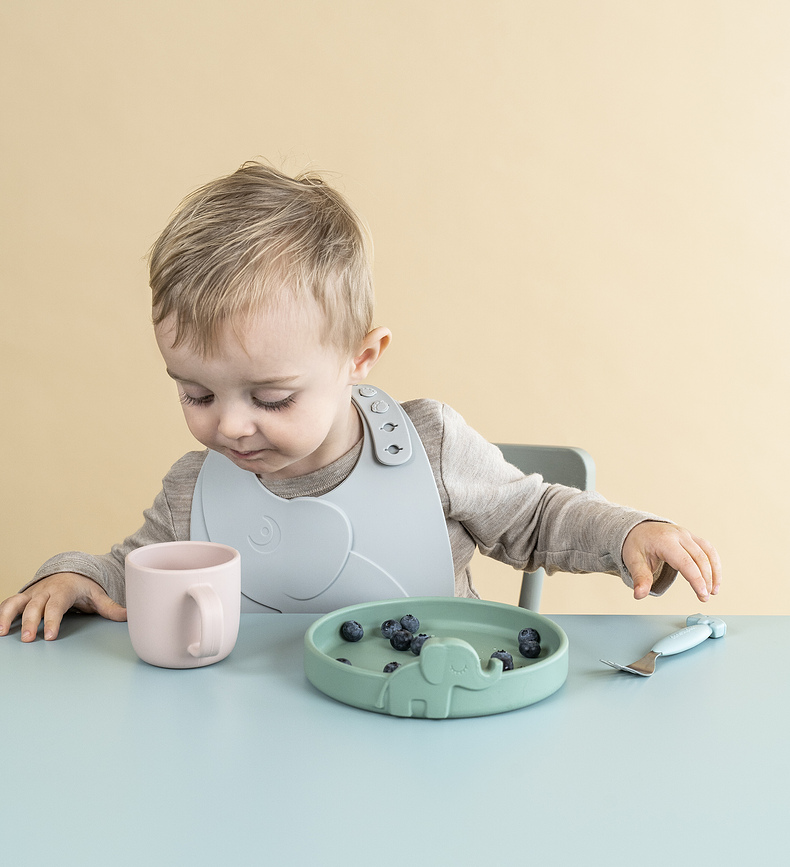 Plato de silicona Peekaboo, azul