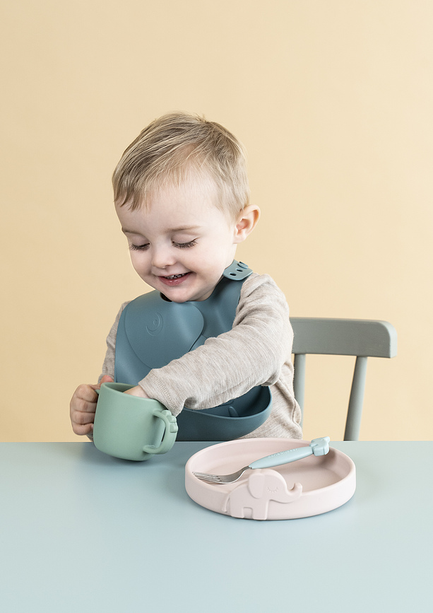 Plato de silicona Peekaboo, azul