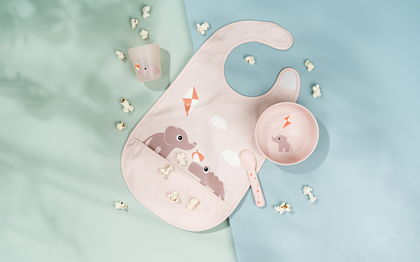 Playground Bavoir avec poche, rose poudré