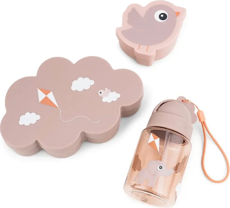 Playground Kinder-Lunchbox-Set mit Trinkflasche, rosa, 3-tlg.