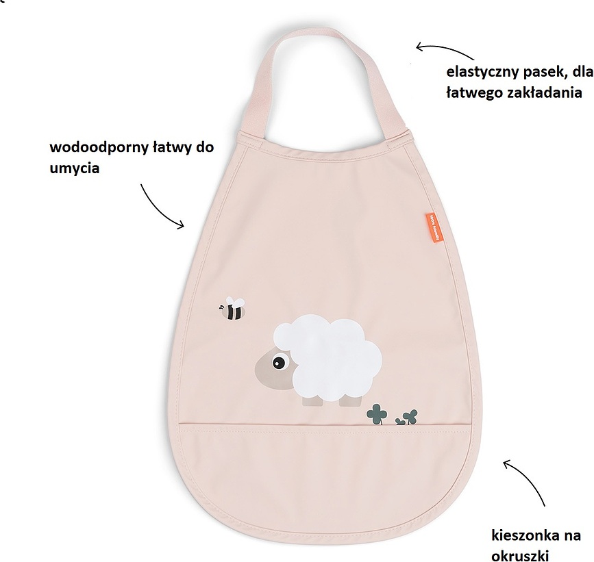 Pull Over Tiny Farm Bavoir à poche, rose poudré