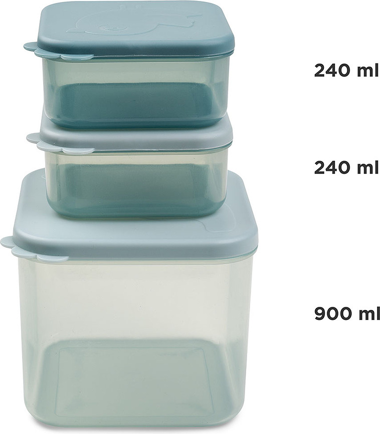 Contenedores para alimentos Elphee, talla M, azules, Pack de 3