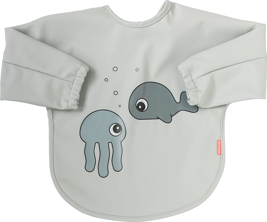 Sea Sleeved bib 6-18 m grey