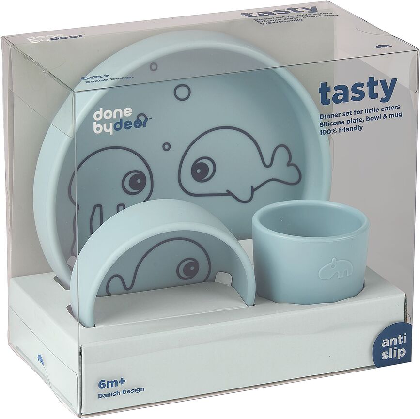 Sea Set de Vaisselle pour Enfant, en silicone, rose, Set 3 pièces