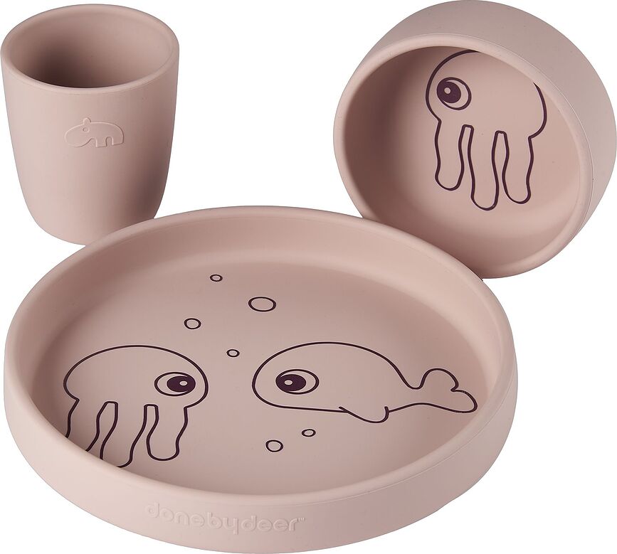 Sea Vaisselle pour Enfants en silicone, Set 3 pièces