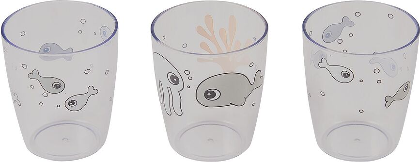 Sea Verres moutarde, acryliques, Lot de 3