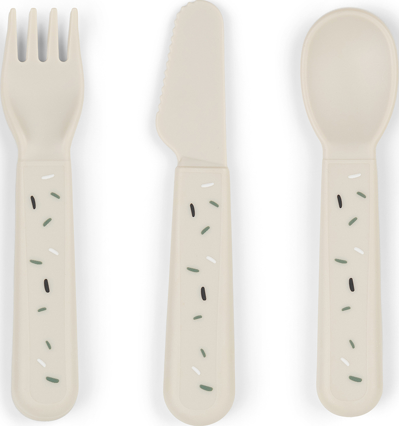 Set de Cubiertos infantiles Foodie Confetti, color arena, Set de 3 piezas