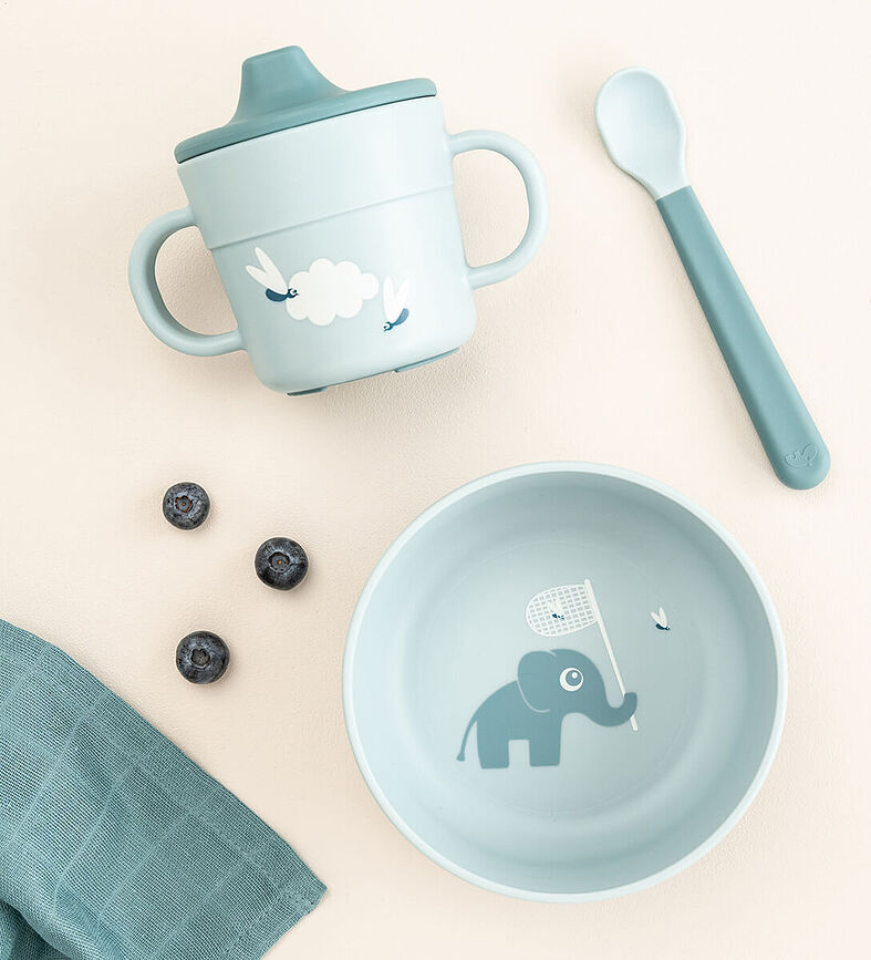 Set de Comida Infantil Foodie Happy Clouds, verde, 3 piezas