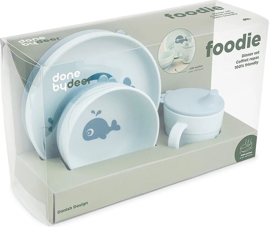 Vajilla infantil Foodie Wally, azul, Set de 3 piezas