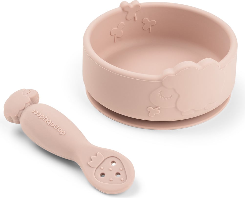 Sheepy Schale 170 ml mit Saugnapf und Löffel, rosa, 2-teilig