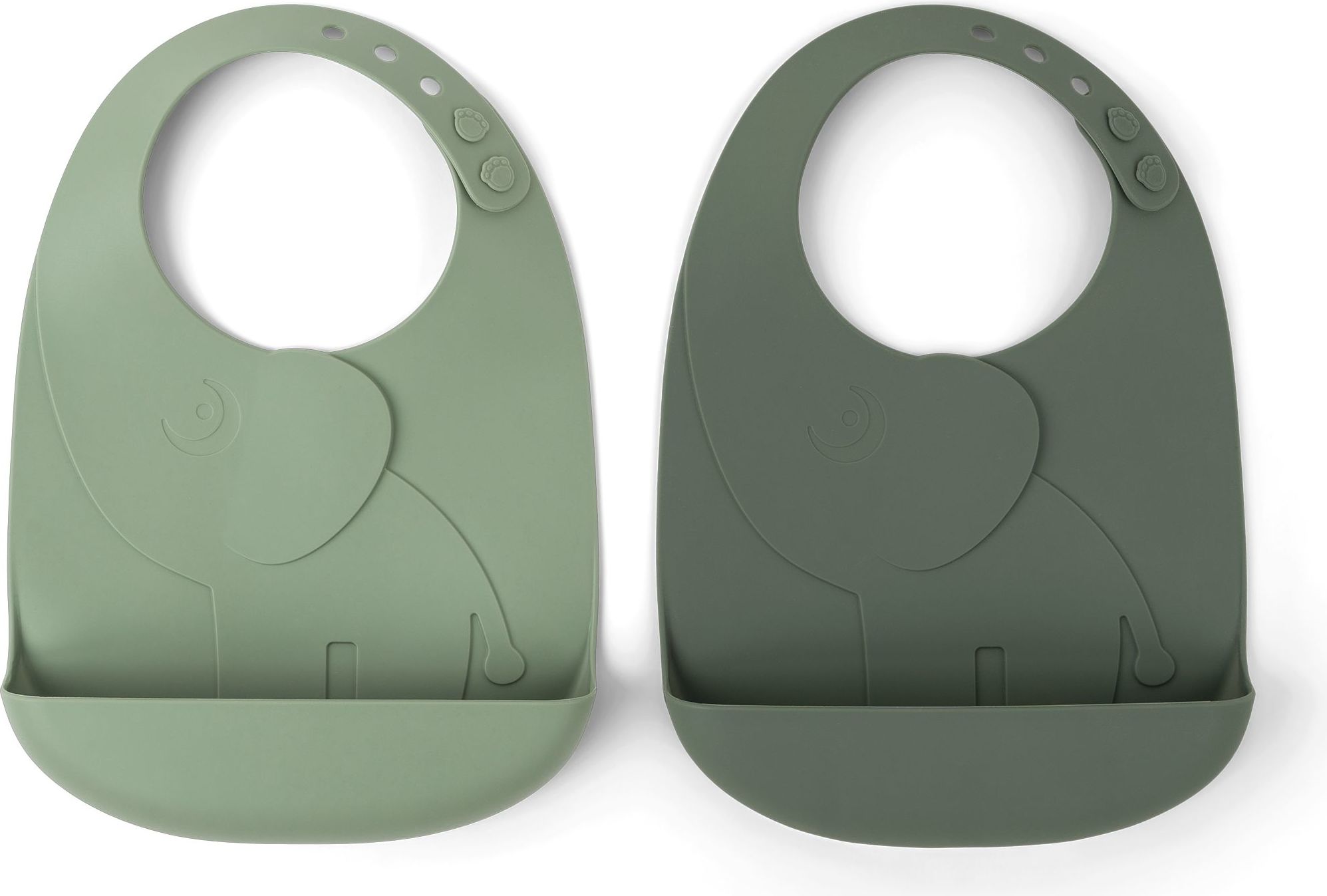 Śliniaki z kieszonką Peekaboo Elphee zielone silikonowe 2 szt.