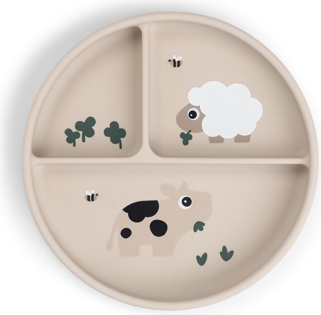 Stick&Stay Tiny Farm Teller mit Saugnapf, beige