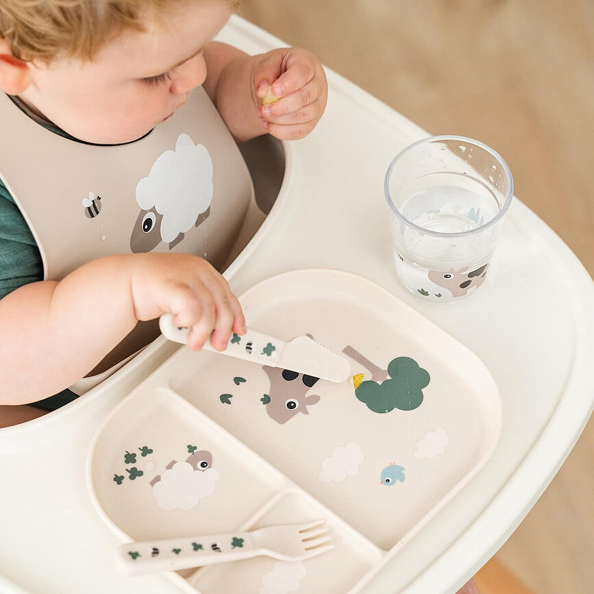Tazza per bambini Tiny Farm 220 ml, grigio trasparente