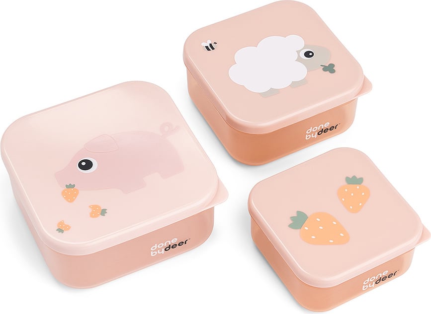 Tiny Farm Кутии за закуски, розови, 3 бр.