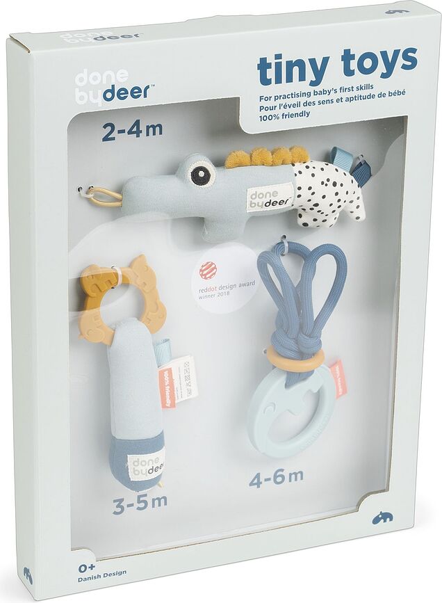 Tiny Hochets, bleus, Lot de 3