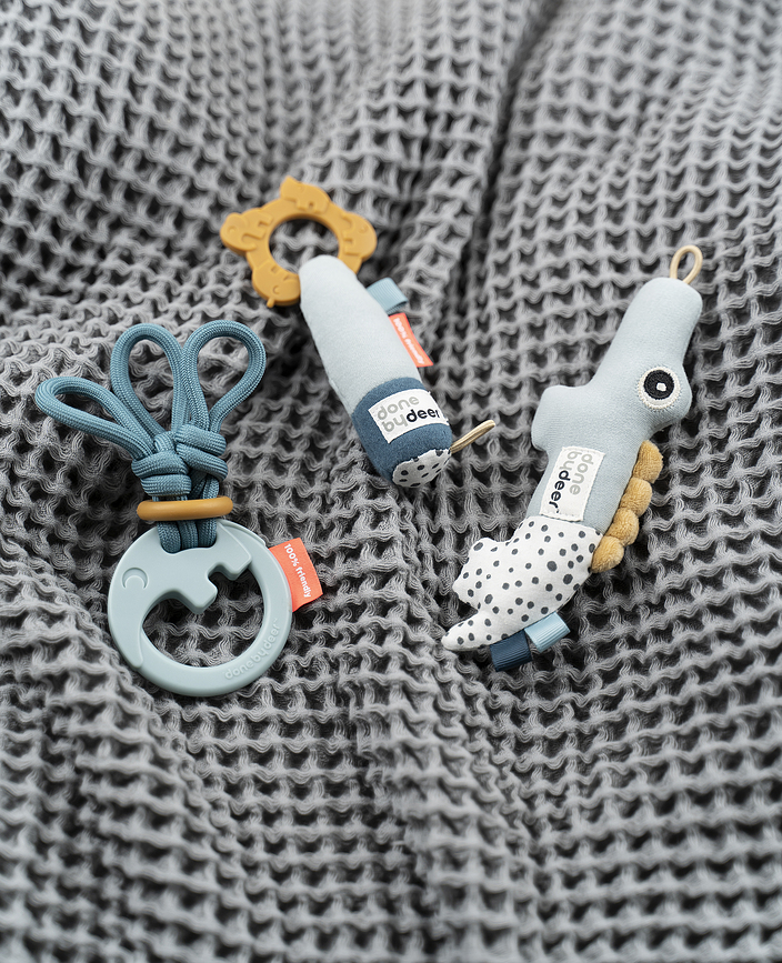 Tiny Hochets, bleus, Lot de 3