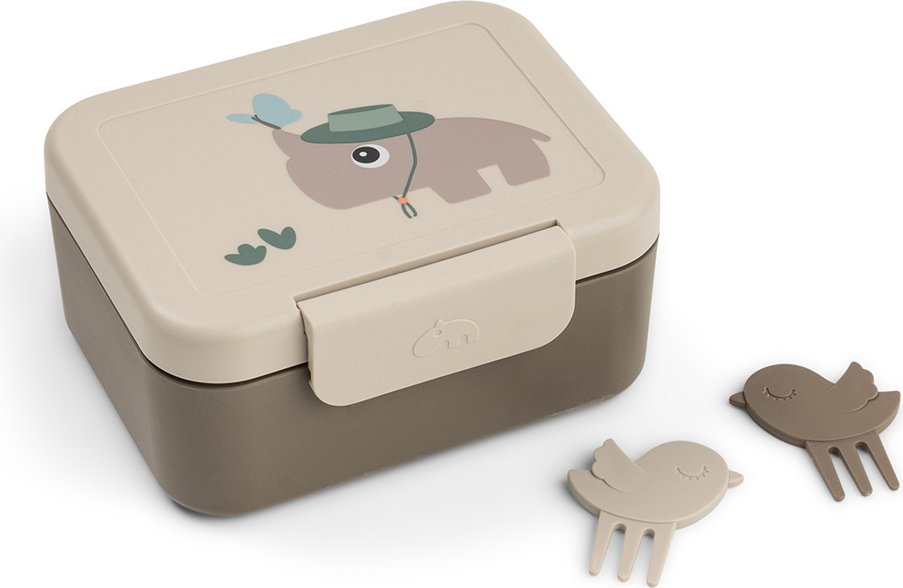 Tiny Trails Kinder-Lunchbox mit Fächern und Gabeln sandfarben, 3-tlg.