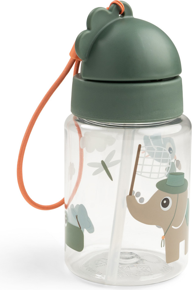 Tiny Trails Trinkflasche mit Strohhalm 280 ml, grün