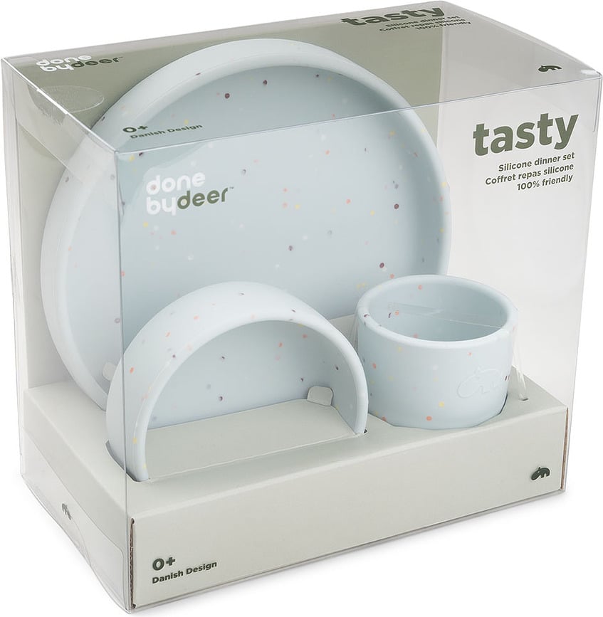 Vajilla Infantil Confetti, azul, Set de 3 piezas