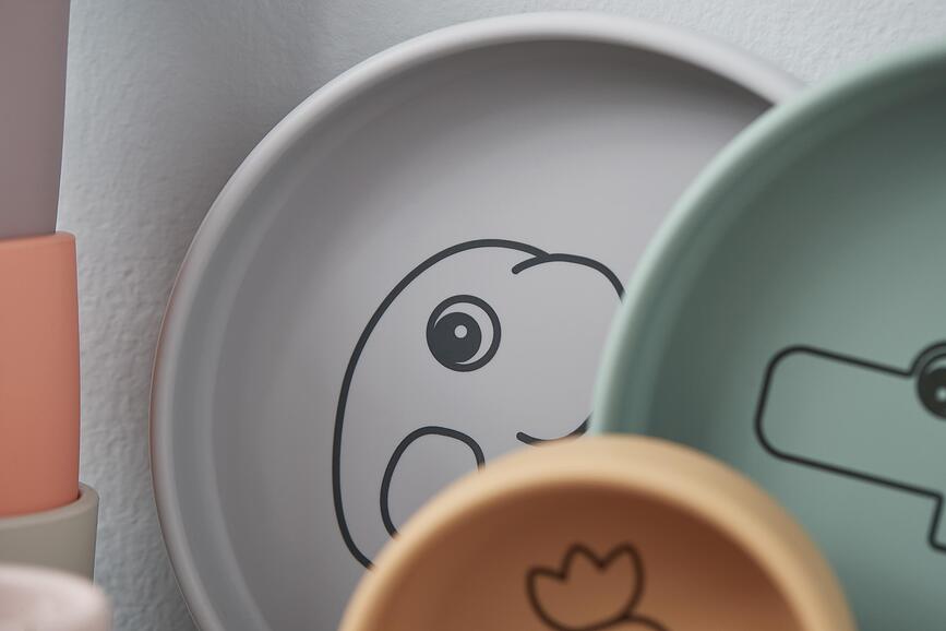 Vajilla Infantil de silicona Done by Deer Croco, Set de 3 piezas