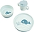 Vajilla infantil Foodie Wally, azul, Set de 3 piezas