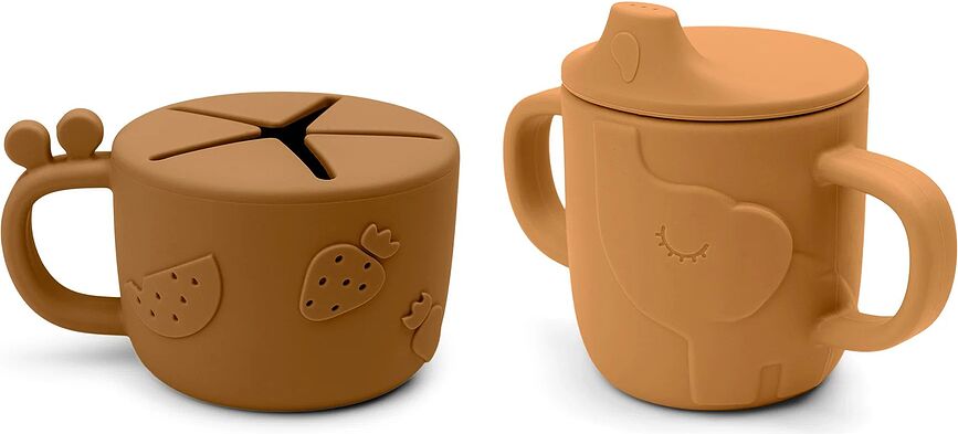 Tazas Infantiles Peekaboo, grises, para beber y aperitivos, Set de 2 piezas