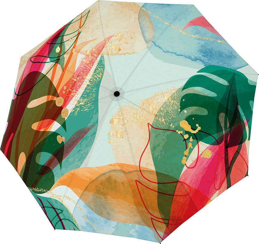 Carbonsteel Magic Parapluie, à motif de feuilles, multicolore